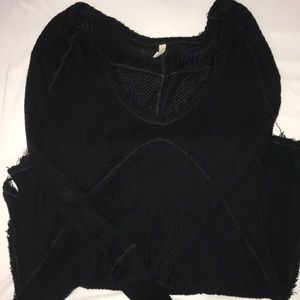 Free People black distressed sweater